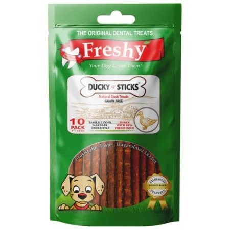 (فرشی) تشویقی دنتال مدل Ducky Sticks  بسته 10 عددی وزن 100 گرم