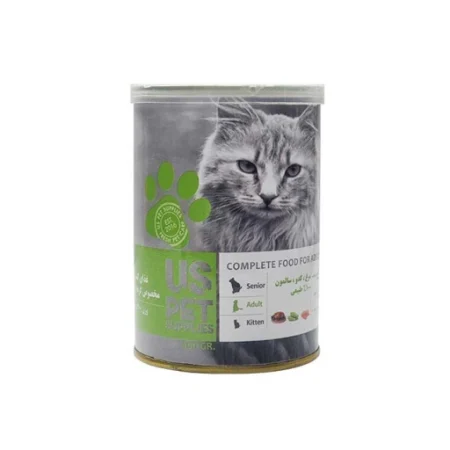 (یو اس پت) کنسرو گربه با طعم مرغ و ماهی سالمون و کدو 400 گرمی