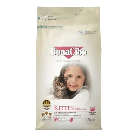 (بوناسیبو) غذای خشک بچه گربه با طعم مرغ و برنج 1/5 کیلویی