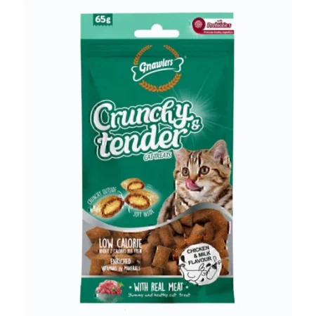 (گناولرز) تشویقی گربه کرانچی مغزدار با طعم مرغ و شیر 65 گرمی