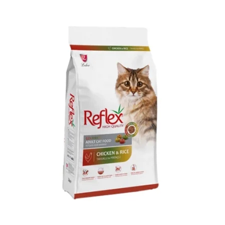(رفلکس) غذای خشک گربه بالغ مولتی کالر با طعم مرغ و برنج 15 کیلویی